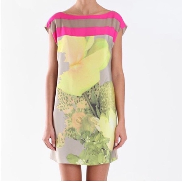 Tibi 100% Silk Floral Print Multicolor Mini Shift Dress 6 - Picture 4 of 16